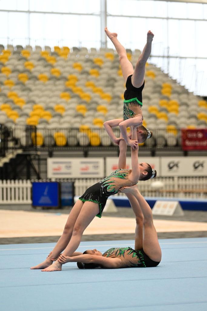 Acrobatics balance skill on competition floor